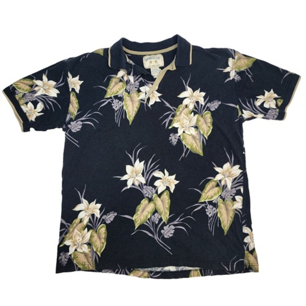 Bamboo Cay Floral Leaf‎ Printed Button Up Shirt Mens Size M